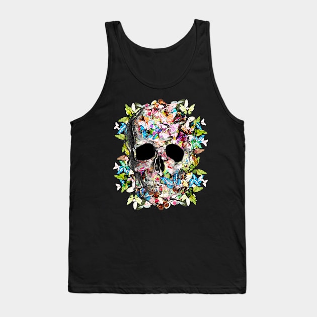 Sage Tribe Skull With Butterflies Tank Top by Collagedream